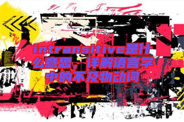 intransitive是什么意思，詳解語言學中的不及物動詞
