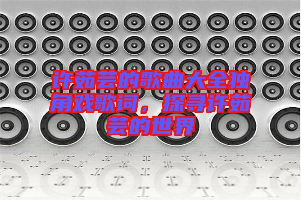 許茹蕓的歌曲大全獨角戲歌詞，探尋許茹蕓的世界