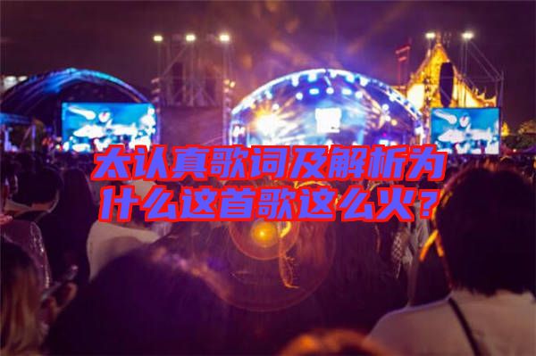 太認(rèn)真歌詞及解析為什么這首歌這么火？