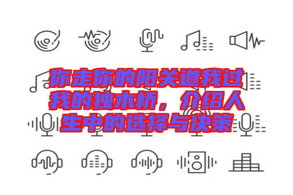 你走你的陽關(guān)道我過我的獨(dú)木橋，介紹人生中的選擇與決策