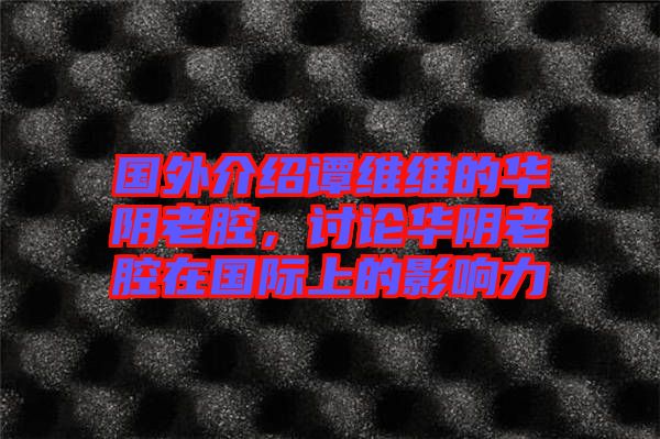 國外介紹譚維維的華陰老腔，討論華陰老腔在國際上的影響力
