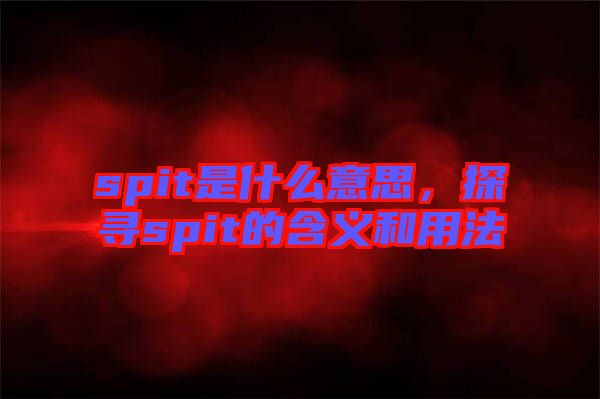spit是什么意思，探尋spit的含義和用法