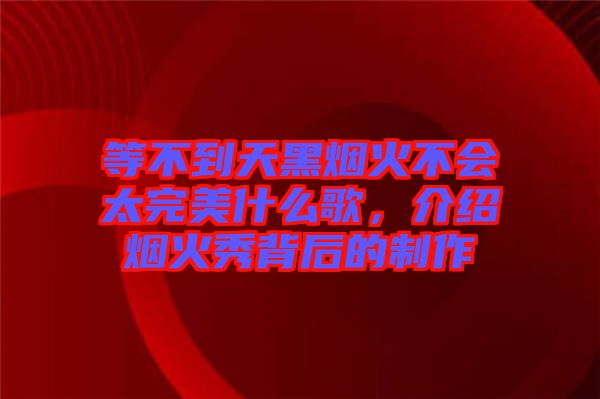 等不到天黑煙火不會(huì)太完美什么歌，介紹煙火秀背后的制作