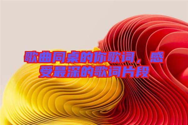 歌曲同桌的你歌詞，感受最深的歌詞片段