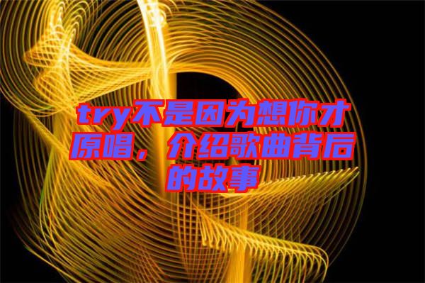 try不是因?yàn)橄肽悴旁?，介紹歌曲背后的故事
