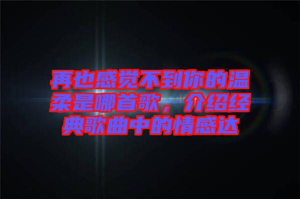 再也感覺不到你的溫柔是哪首歌，介紹經典歌曲中的情感達