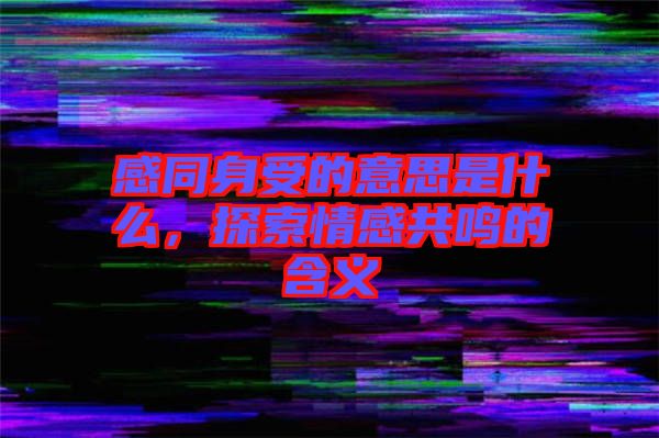 感同身受的意思是什么，探索情感共鳴的含義