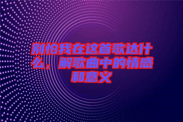別怕我在這首歌達(dá)什么，解歌曲中的情感和意義