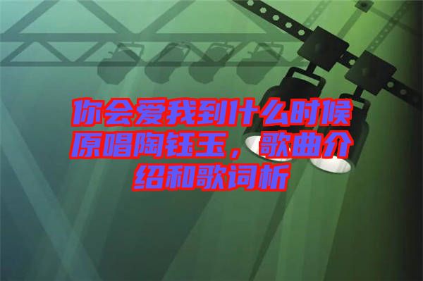 你會愛我到什么時候原唱陶鈺玉，歌曲介紹和歌詞析
