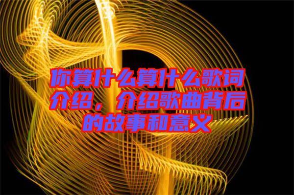你算什么算什么歌詞介紹，介紹歌曲背后的故事和意義