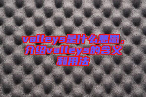valleys是什么意思，介紹valleys的含義和用法