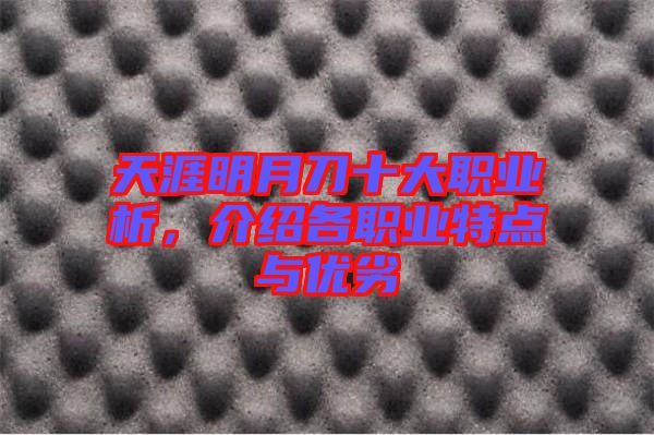 天涯明月刀十大職業(yè)析，介紹各職業(yè)特點與優(yōu)劣