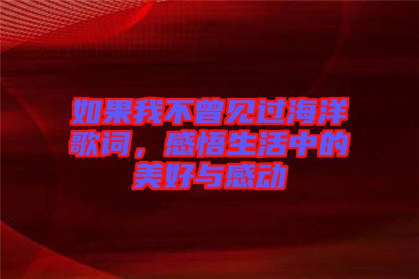 如果我不曾見過海洋歌詞，感悟生活中的美好與感動