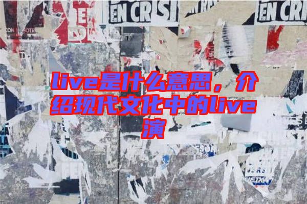live是什么意思，介紹現(xiàn)代文化中的live演