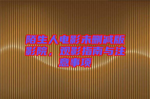 陌生人電影未刪減版影院，觀影指南與注意事項(xiàng)