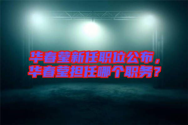 華春瑩新任職位公布，華春瑩擔(dān)任哪個(gè)職務(wù)？
