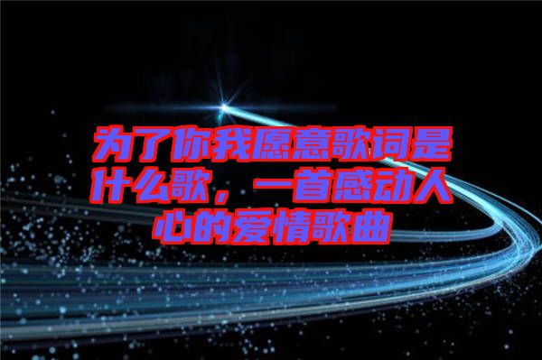 為了你我愿意歌詞是什么歌，一首感動人心的愛情歌曲