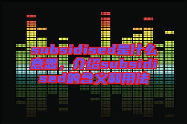 subsidised是什么意思，介紹subsidised的含義和用法