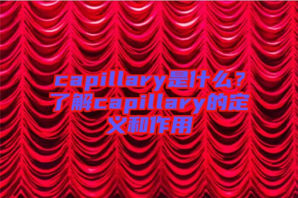 capillary是什么？了解capillary的定義和作用