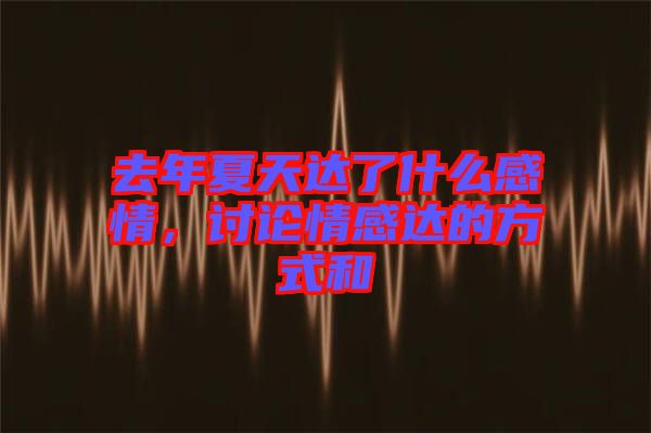 去年夏天達(dá)了什么感情，討論情感達(dá)的方式和