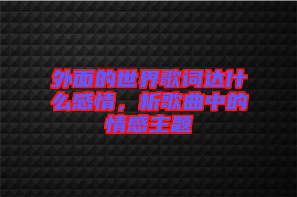 外面的世界歌詞達什么感情，析歌曲中的情感主題