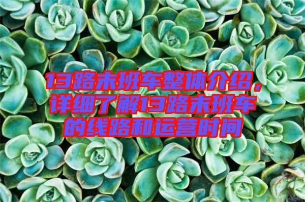 13路末班車整體介紹，詳細了解13路末班車的線路和運營時間