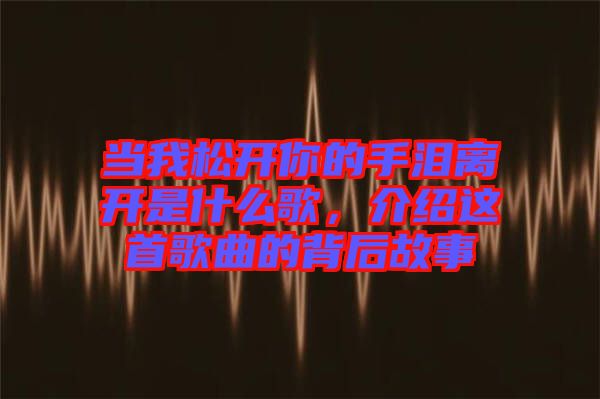 當我松開你的手淚離開是什么歌，介紹這首歌曲的背后故事