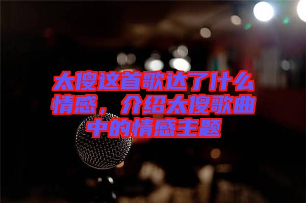 太傻這首歌達(dá)了什么情感，介紹太傻歌曲中的情感主題