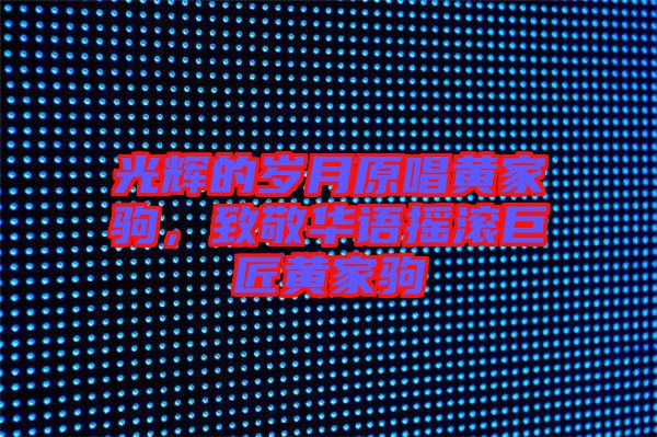 光輝的歲月原唱黃家駒，致敬華語搖滾巨匠黃家駒