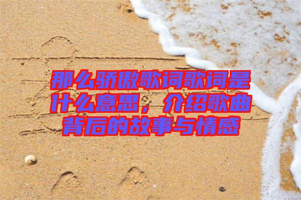 那么驕傲歌詞歌詞是什么意思，介紹歌曲背后的故事與情感