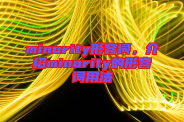 minority形容詞，介紹minority的形容詞用法