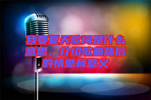我要夏天歌詞是什么意思，介紹歌曲背后的情感和意義