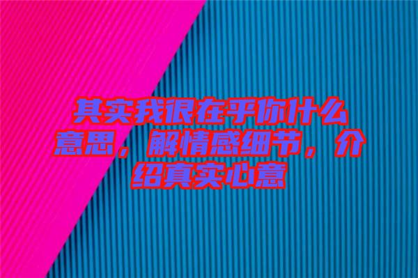 其實我很在乎你什么意思，解情感細節(jié)，介紹真實心意