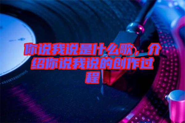 你說我說是什么歌，介紹你說我說的創(chuàng)作過程