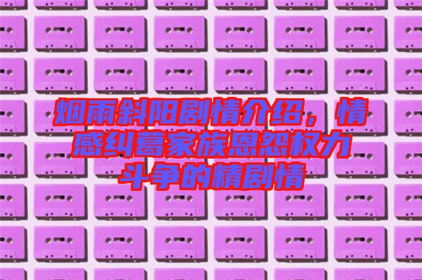 煙雨斜陽劇情介紹，情感糾葛家族恩怨權力斗爭的精劇情