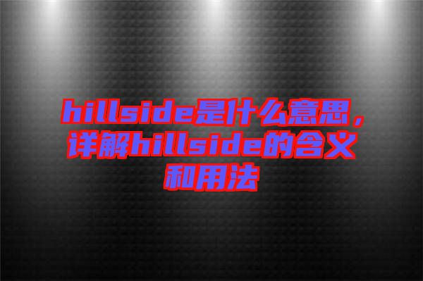 hillside是什么意思，詳解hillside的含義和用法