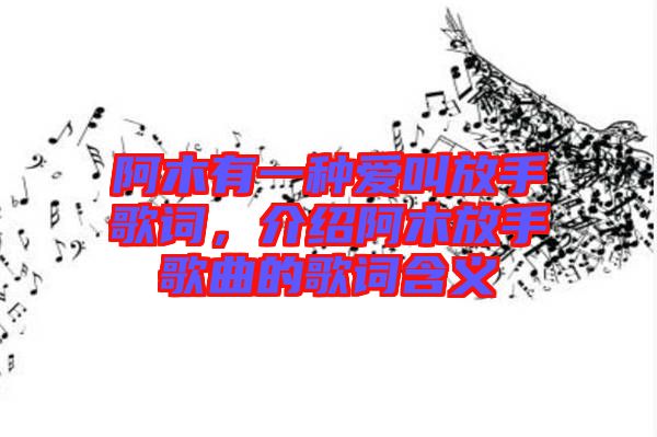 阿木有一種愛叫放手歌詞，介紹阿木放手歌曲的歌詞含義
