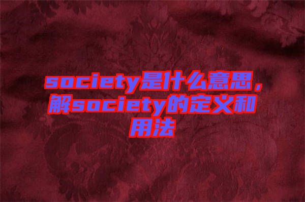 society是什么意思，解society的定義和用法