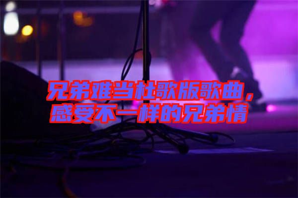 兄弟難當(dāng)杜歌版歌曲，感受不一樣的兄弟情