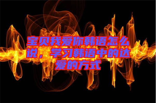 寶貝我愛你韓語怎么說，學(xué)習(xí)韓語中的達(dá)愛的方式