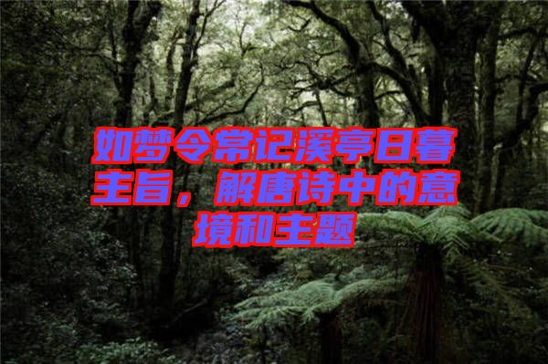 如夢(mèng)令常記溪亭日暮主旨，解唐詩中的意境和主題