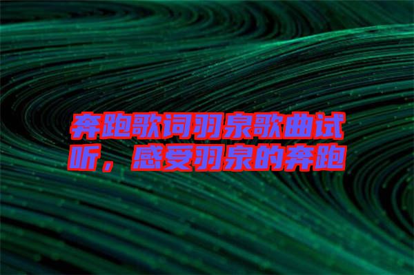 奔跑歌詞羽泉歌曲試聽，感受羽泉的奔跑