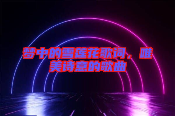 夢中的雪蓮花歌詞，唯美詩意的歌曲