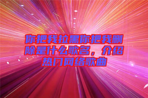 你把我拉黑你把我刪除是什么歌名，介紹熱門網(wǎng)絡(luò)歌曲
