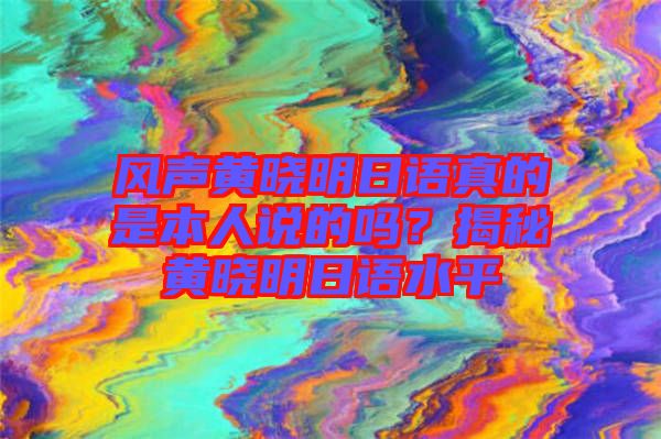 風聲黃曉明日語真的是本人說的嗎？揭秘黃曉明日語水平