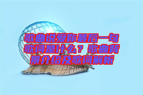 歌曲說愛你最后一句歌詞是什么？歌曲背景介紹及歌詞解析