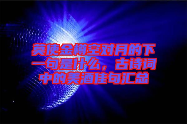 莫使金樽空對(duì)月的下一句是什么，古詩(shī)詞中的美酒佳句匯總