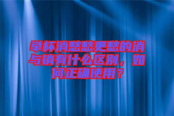 舉杯消愁愁更愁的消與銷有什么區(qū)別，如何正確使用？