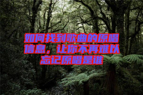如何找到歌曲的原唱信息，讓你不再難以忘記原唱是誰(shuí)