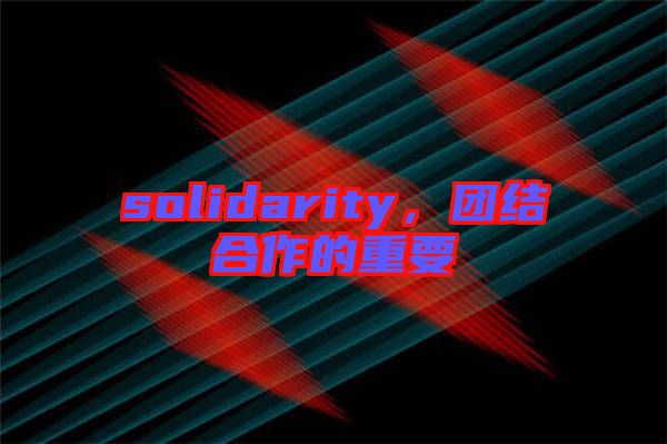solidarity，團結(jié)合作的重要